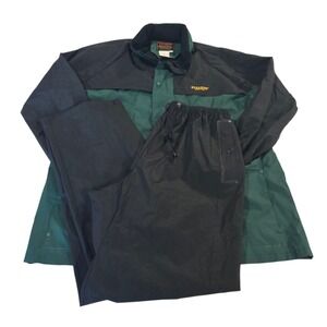 Stearns Rain Suit Set Mens Green Black‎ M Colorblock Nylon Snap Closure Outdoor